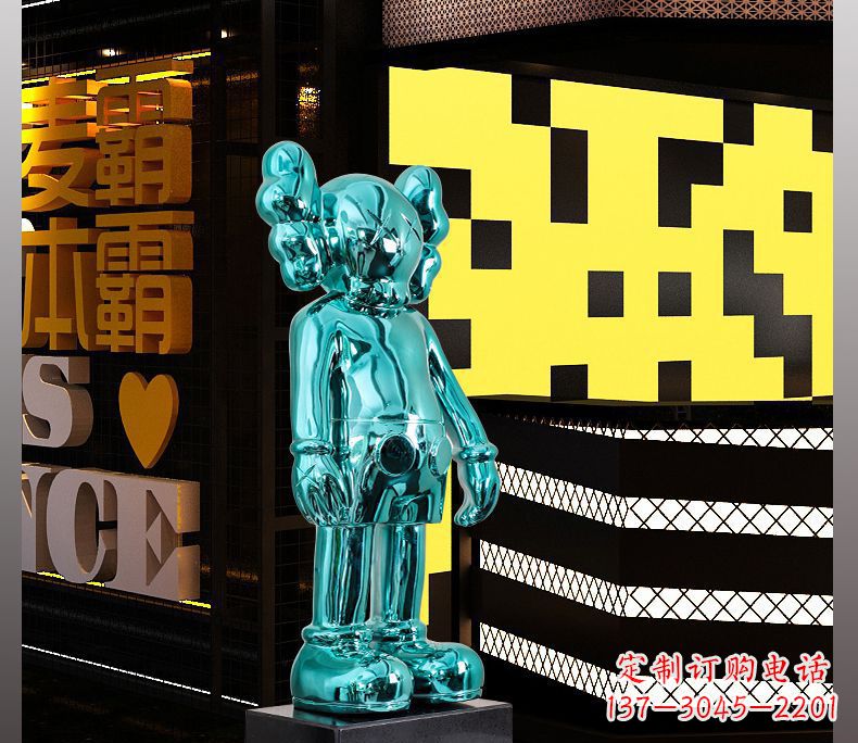 张掖不锈钢蓝色机器人雕塑引领未来的艺术品