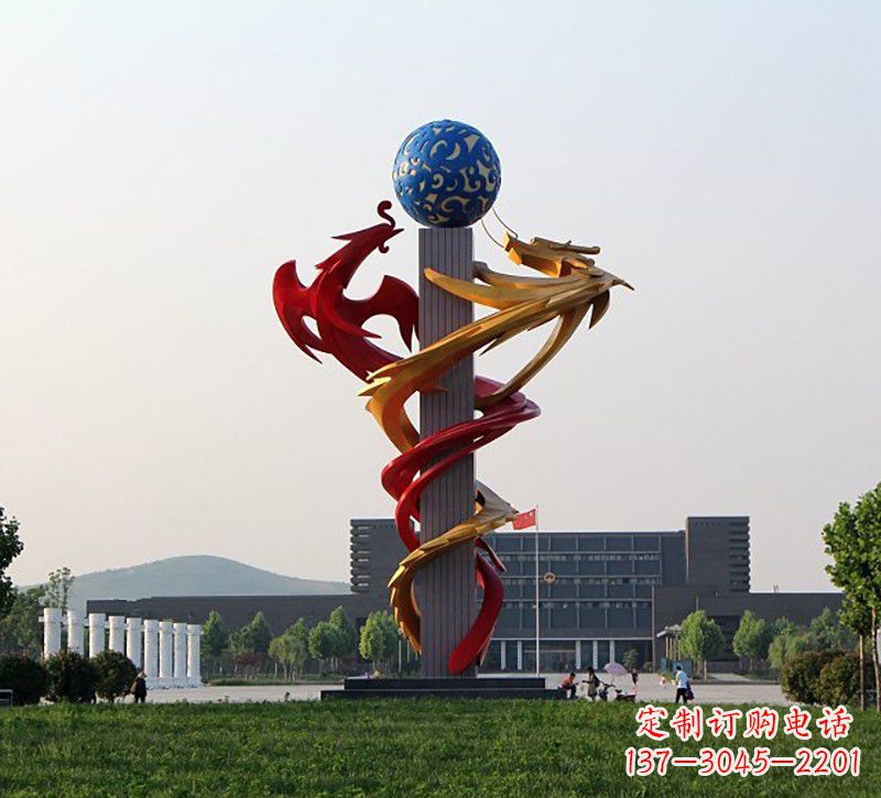 张掖不锈钢龙凤雕塑神秘而又神奇