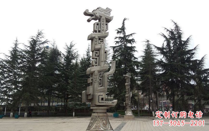 张掖不锈钢龙柱雕塑引领公共景观
