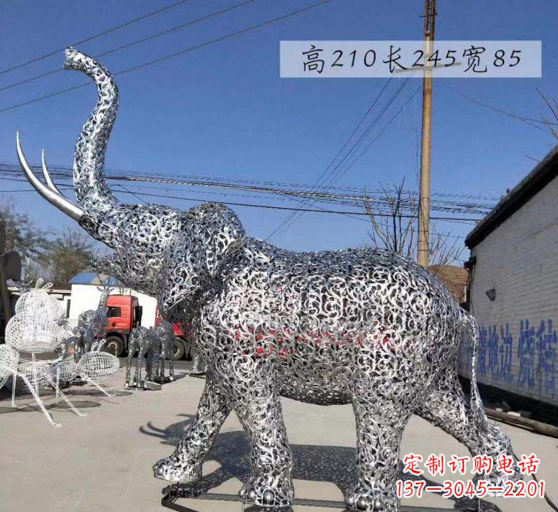 张掖不锈钢镂空大象雕塑精美绝伦的艺术品