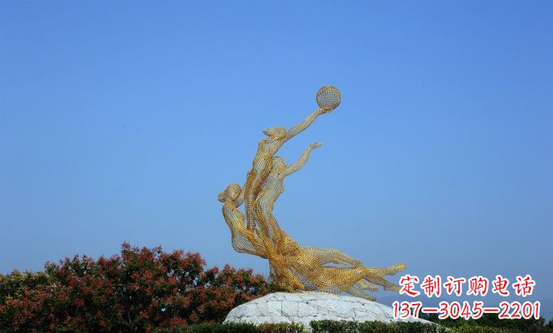 张掖精致的不锈钢女排雕塑