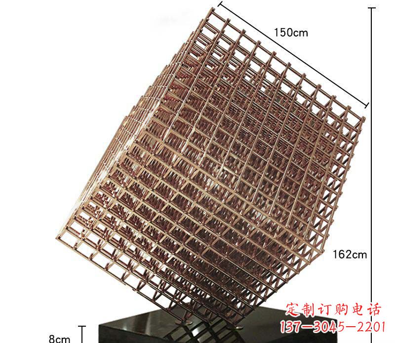 张掖玫瑰金色几何雕塑