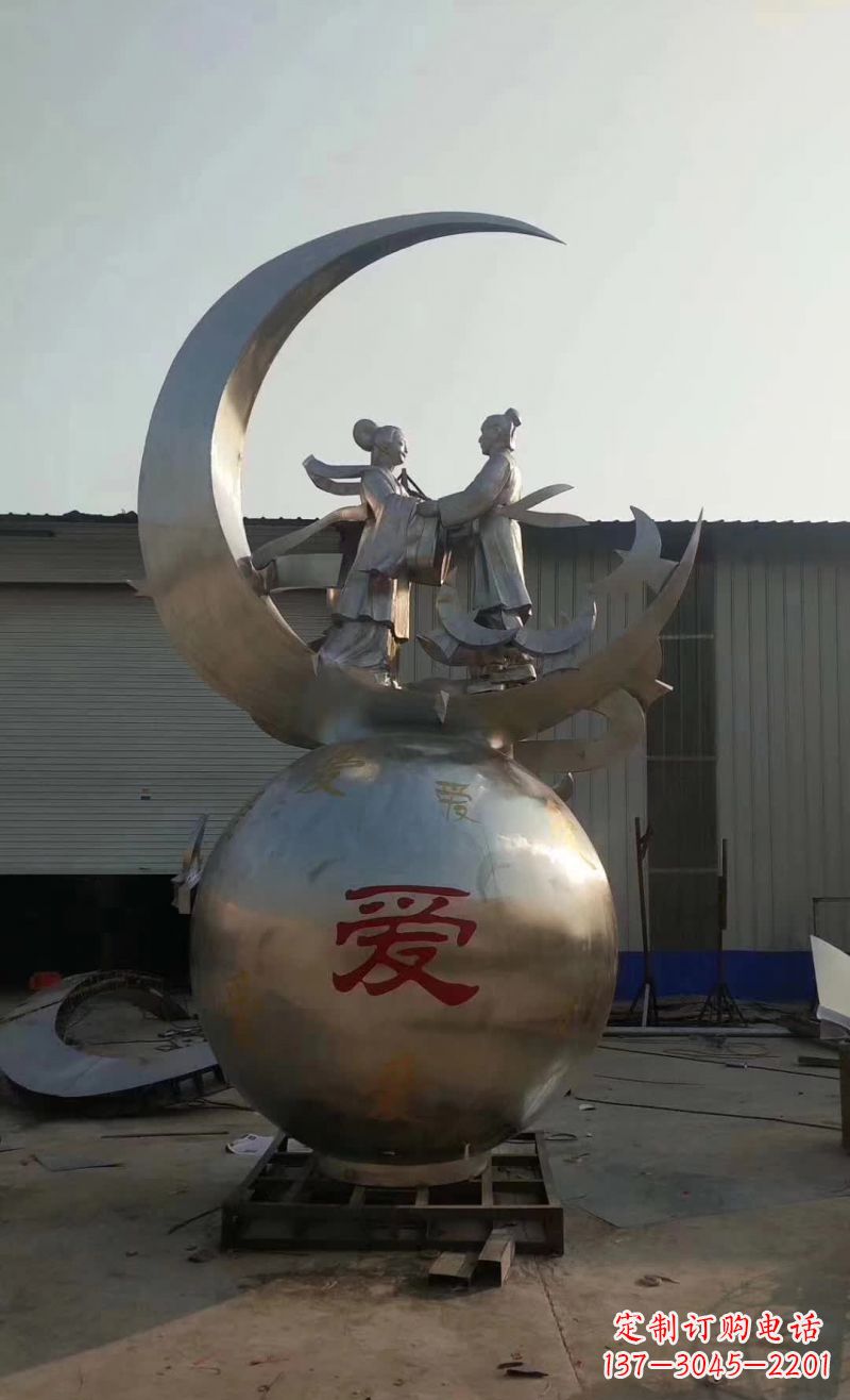 张掖不锈钢牛郎织女雕塑传承爱情的象征