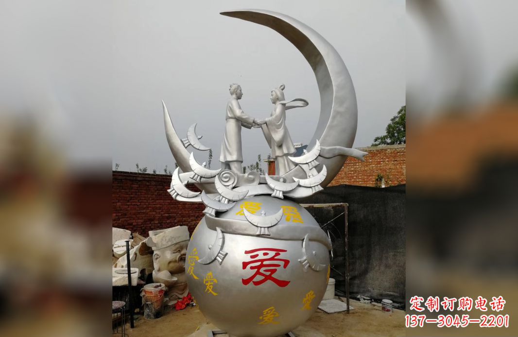 张掖不锈钢牛郎织女雕塑爱情永存