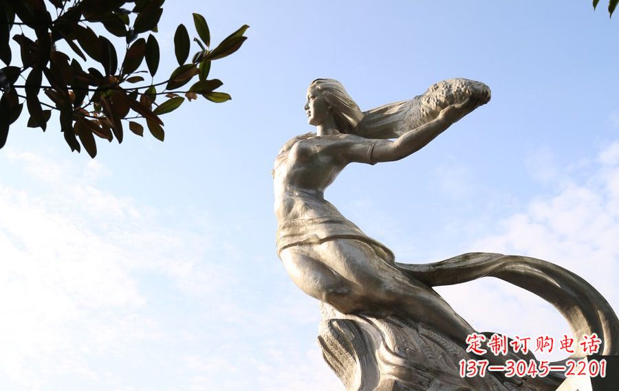 张掖女娲传承中华神话的不锈钢雕塑