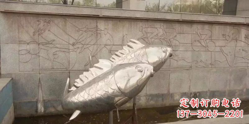 张掖不锈钢鲤鱼雕塑精美的艺术品