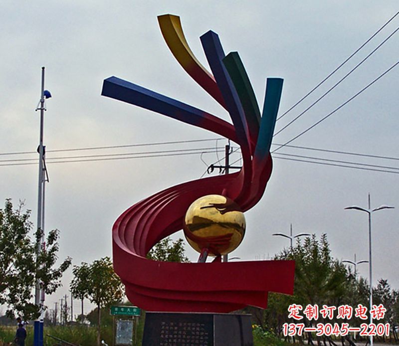 张掖不锈钢飘带雕塑艺术与自然的完美结合