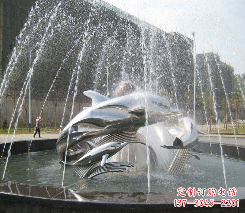 张掖不锈钢商场大型景观鱼喷泉展现雕塑之美