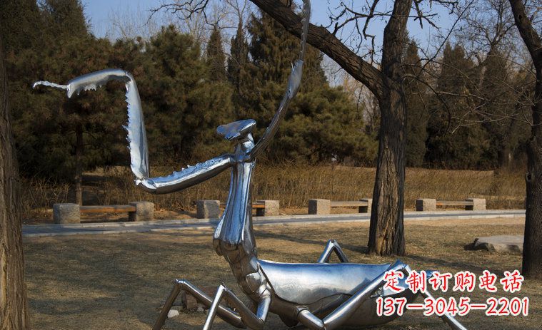 张掖不锈钢螳螂园林景观雕塑创意缔造美景