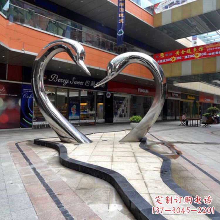 张掖不锈钢天鹅爱情雕塑把浪漫永恒的爱情永久凝固