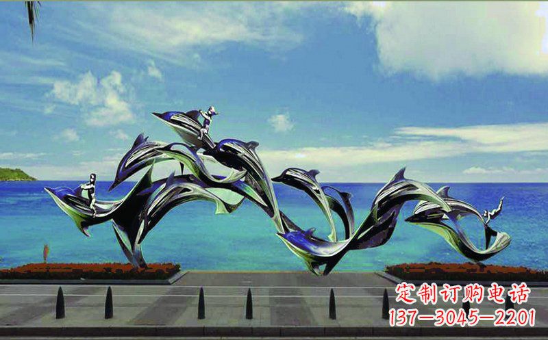 张掖不锈钢海豚广场雕塑——精致而又活泼