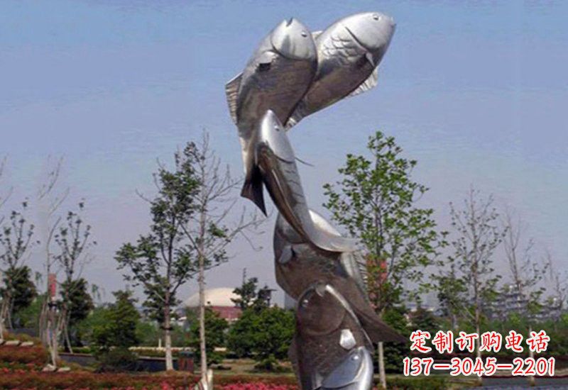 张掖不锈钢跳跃的鲤鱼雕塑