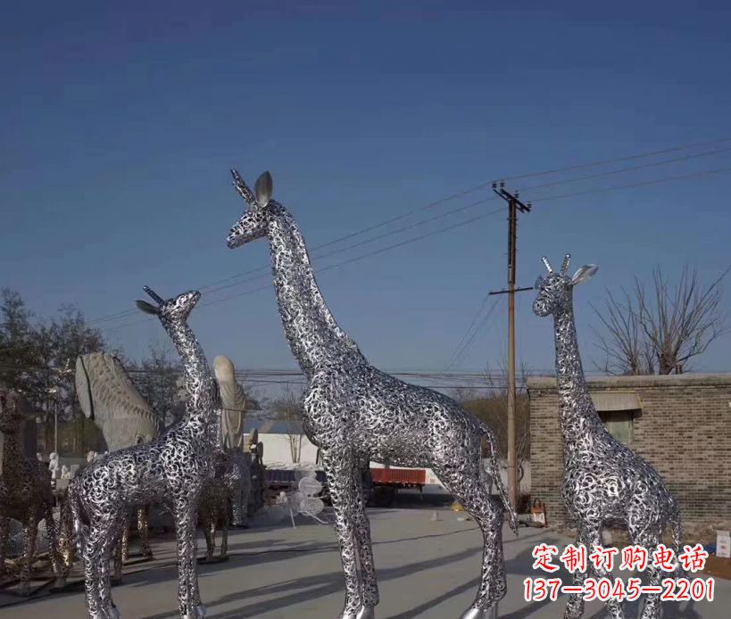 张掖不锈钢镂空雕塑长颈鹿