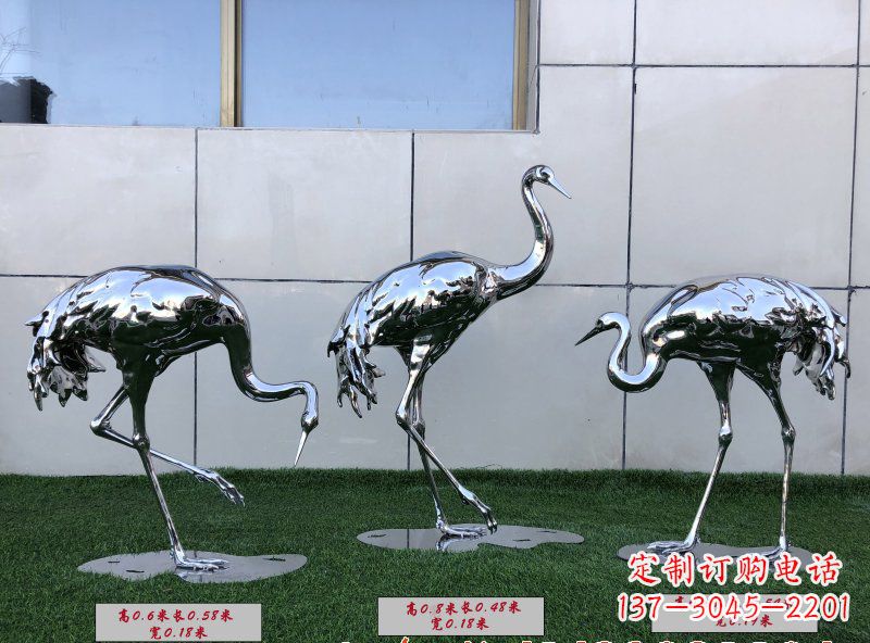 张掖不锈钢仙鹤雕塑传承中国古典美感