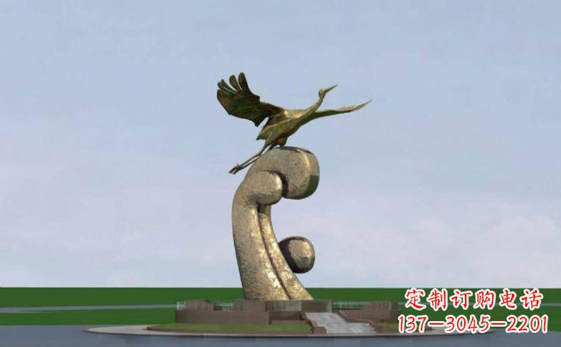 张掖不锈钢仙鹤雕塑象征着美丽和宁静