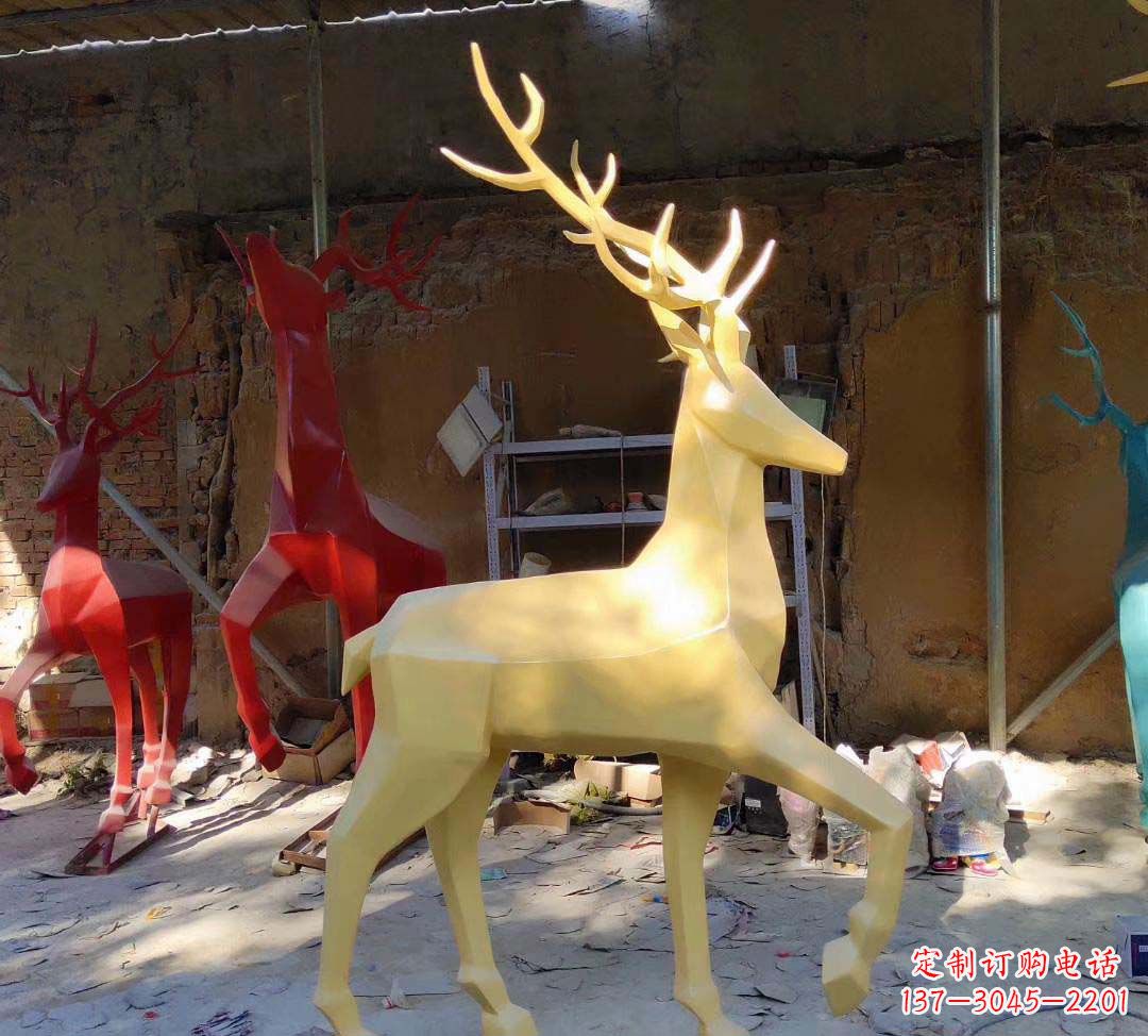 张掖新款仿真不锈钢小鹿雕塑