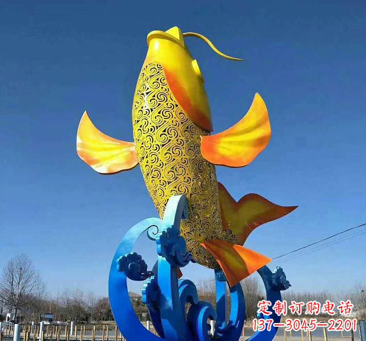 张掖不锈钢艺术鲤鱼雕塑艺术之美与生活之灵