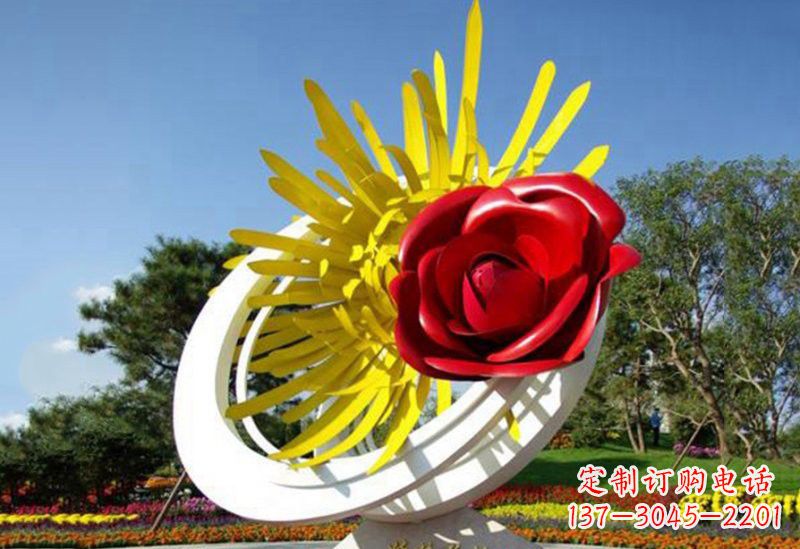 张掖不锈钢玫瑰花雕塑——给城市景观带来美丽