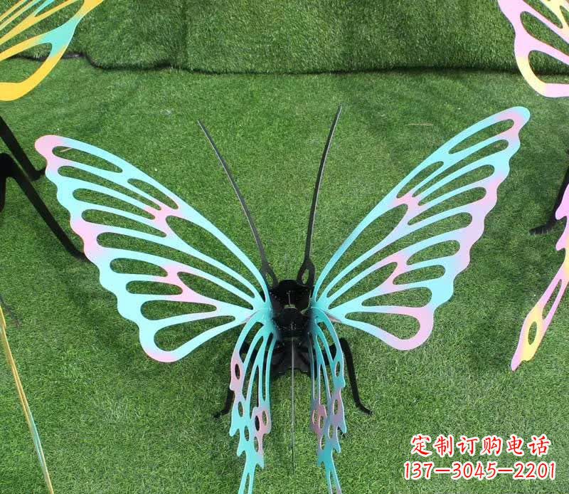 张掖彩色不锈钢镂空蝴蝶雕塑精美又充满生机