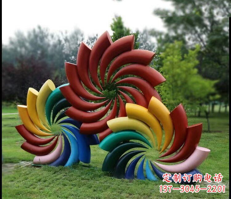 张掖彩色不锈钢风车雕塑