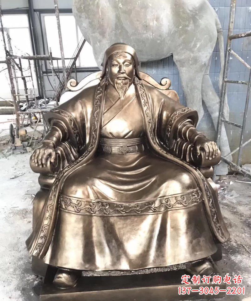 张掖成吉思汗铜雕——象征着蒙古强大力量