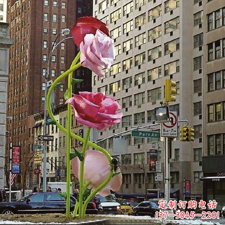 张掖美丽的城市玫瑰雕塑