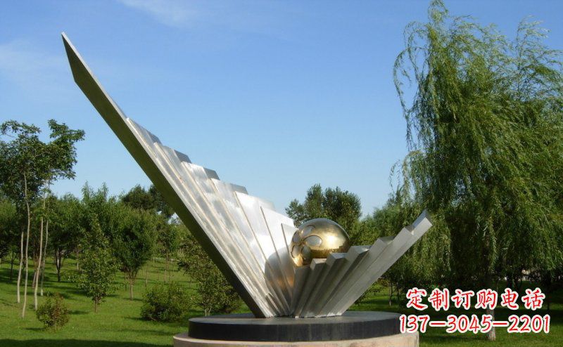 张掖抽象贝壳明珠公园不锈钢雕塑
