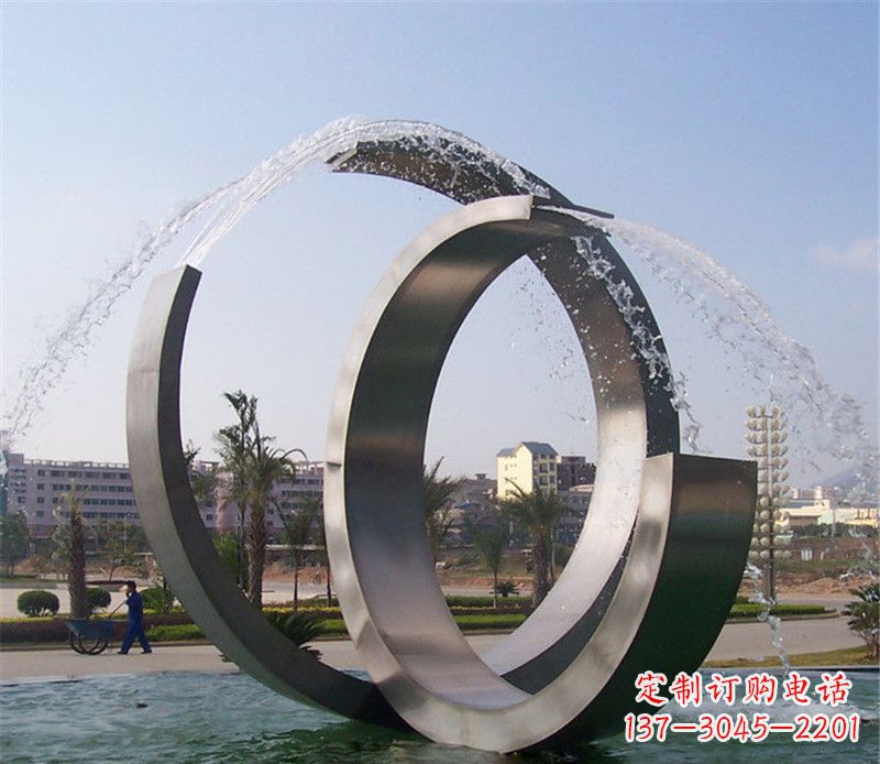 张掖精美的不锈钢喷泉雕塑