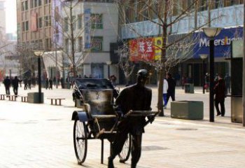 张掖黄包车雕塑弘扬步行街人物景观
