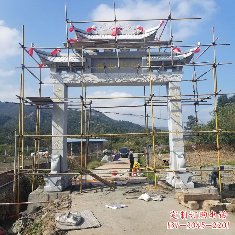 张掖村庄石牌坊雕塑传承民间文化