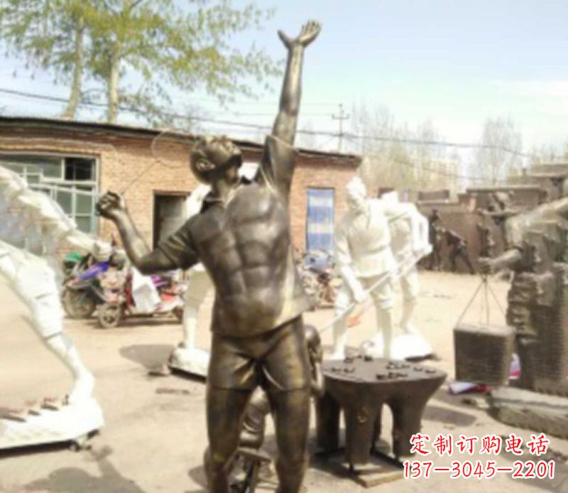 张掖打羽毛球公园人物铜雕