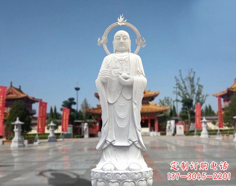 张掖大理石地藏菩萨雕塑象征佛法的传承