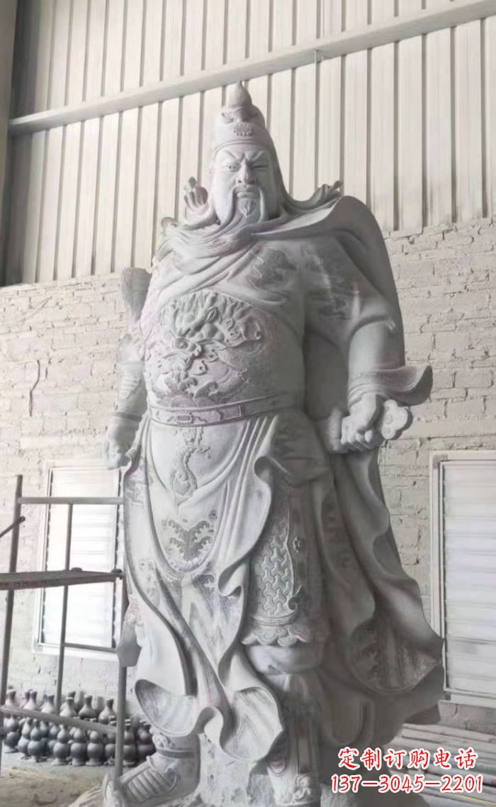 张掖大理石关公雕塑，精美绝伦