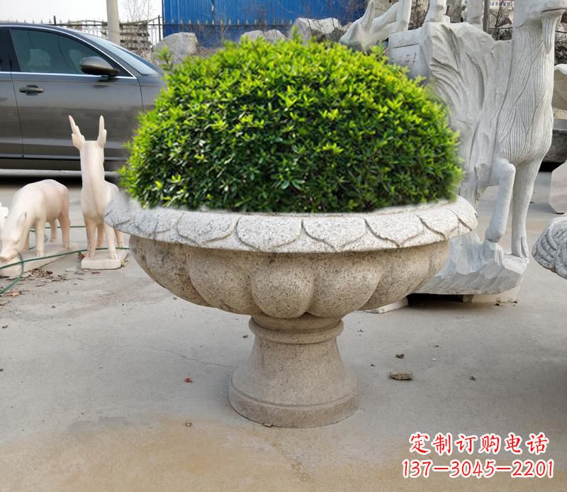 张掖优雅大理石花盆雕塑