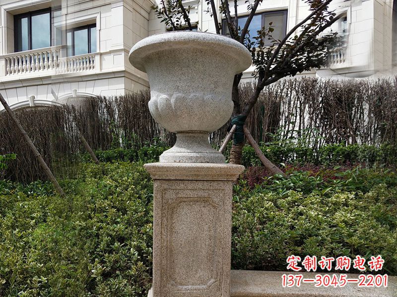 张掖大理石花钵小区花盆石雕艺术品