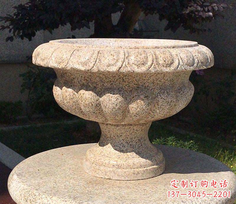 张掖大理石花钵公园花盆石雕