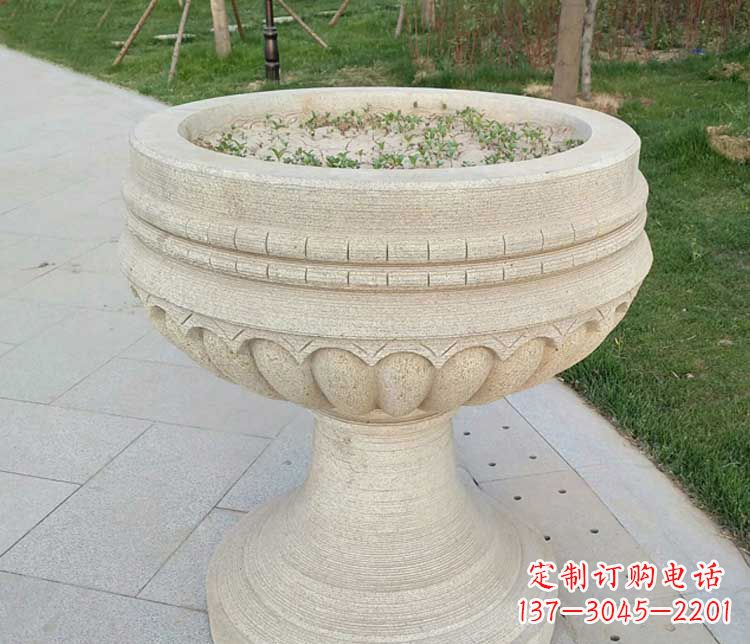 张掖大理石花盆石雕