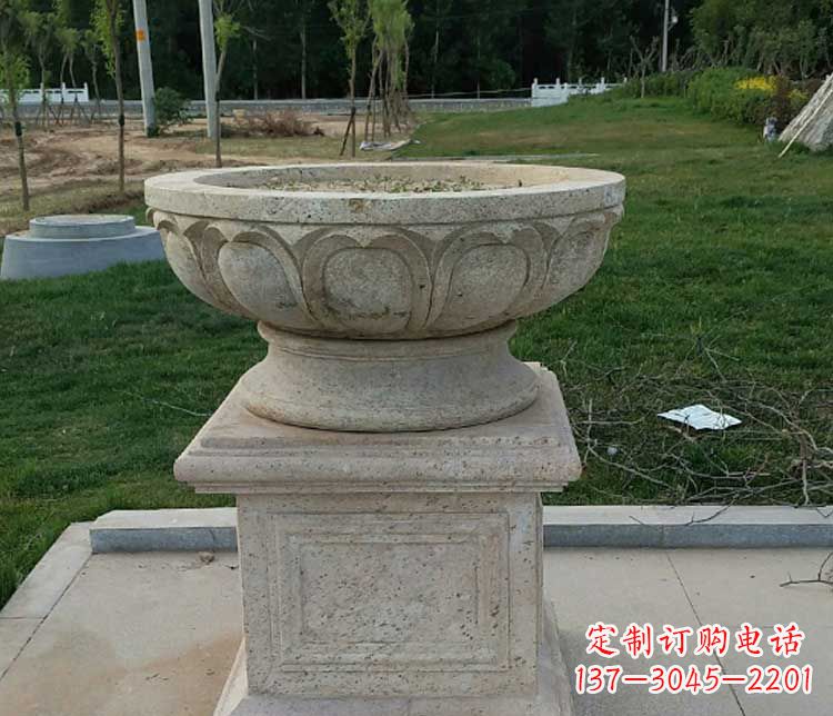 张掖大理石花盆石雕