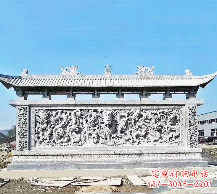 张掖精美大理石九龙壁雕塑