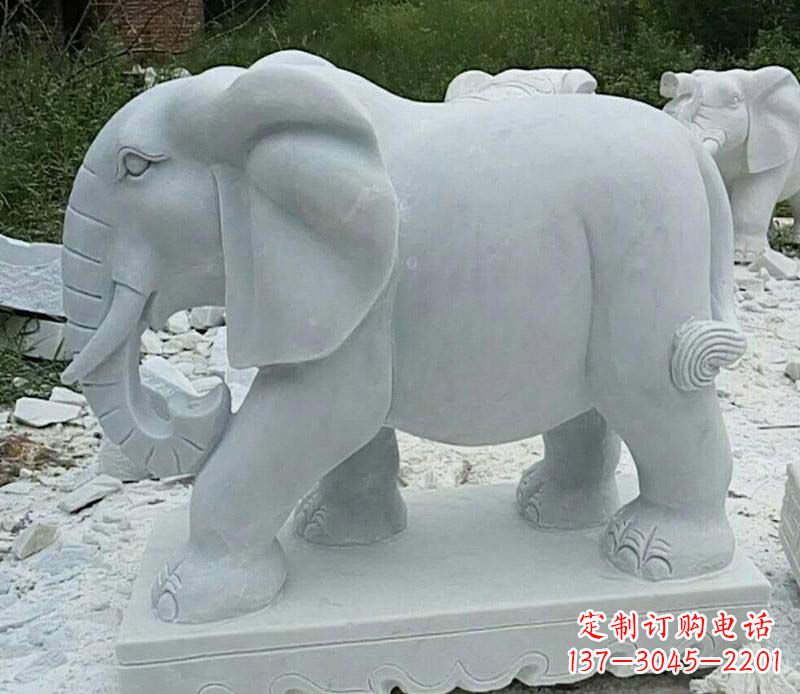 张掖精雕细琢的大理石大象雕塑