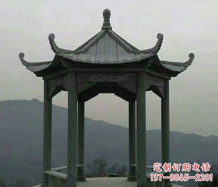 张掖考究工艺，奢华大理石六角凉亭雕塑