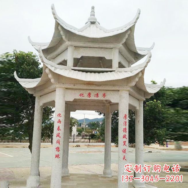 张掖大理石凉亭双层雕塑