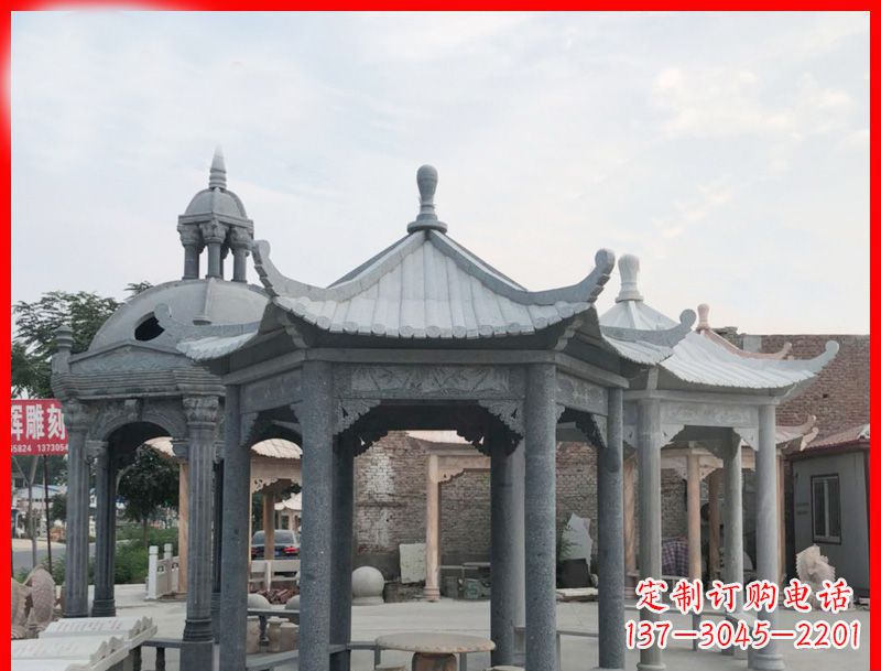 张掖六角凉亭石雕