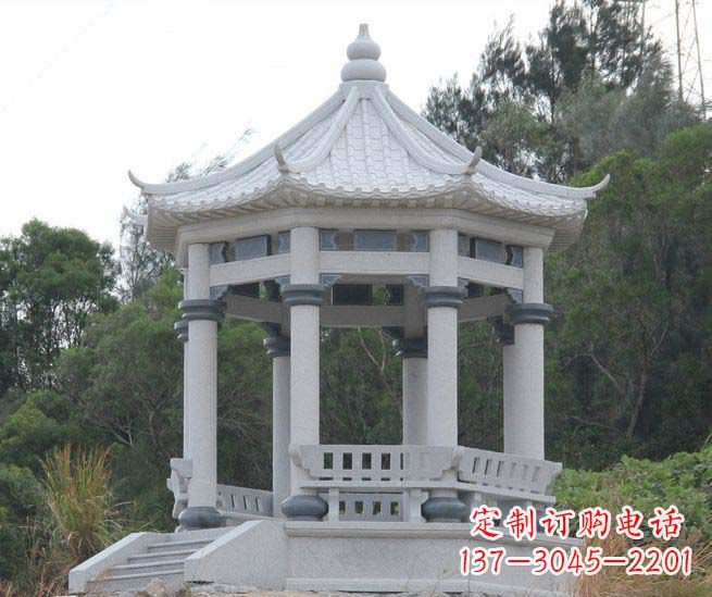 张掖大理石六角石雕凉亭营造舒适环境的完美体现