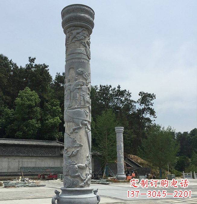 张掖大理石龙柱雕塑