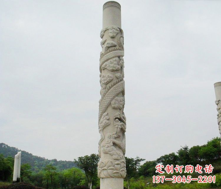 张掖大理石盘龙柱雕塑