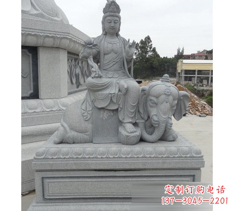 张掖精雕细琢的大理石普贤菩萨雕塑