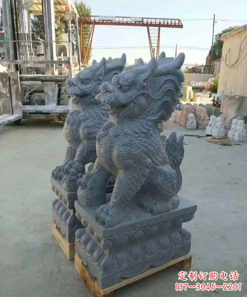 张掖精美大理石麒麟雕塑