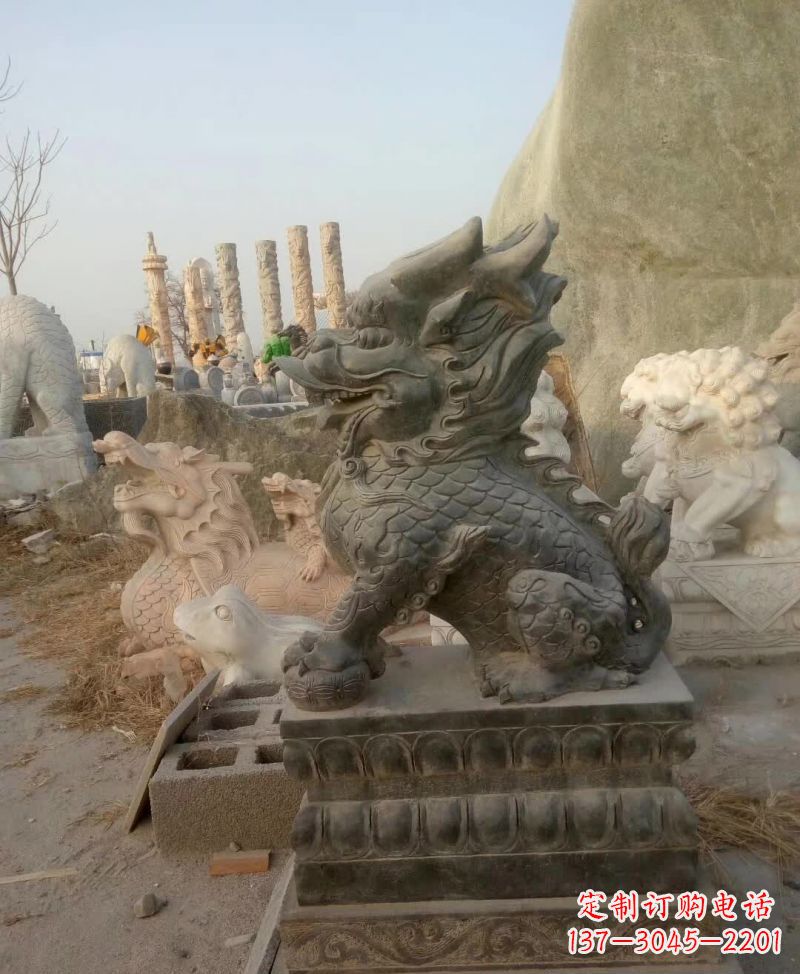 张掖新中式麒麟雕塑,精美细腻,艺术品级别
