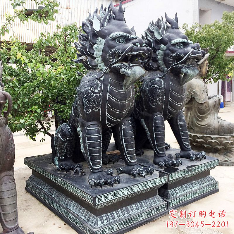 张掖象征威严的大理石麒麟雕塑